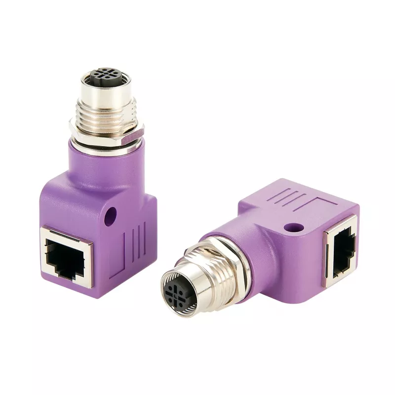 EXSYS EX-49523 M12 D-koodi 4-pin liitin - RJ45 liitin 90° teollisuus-Ethernet-sovitin