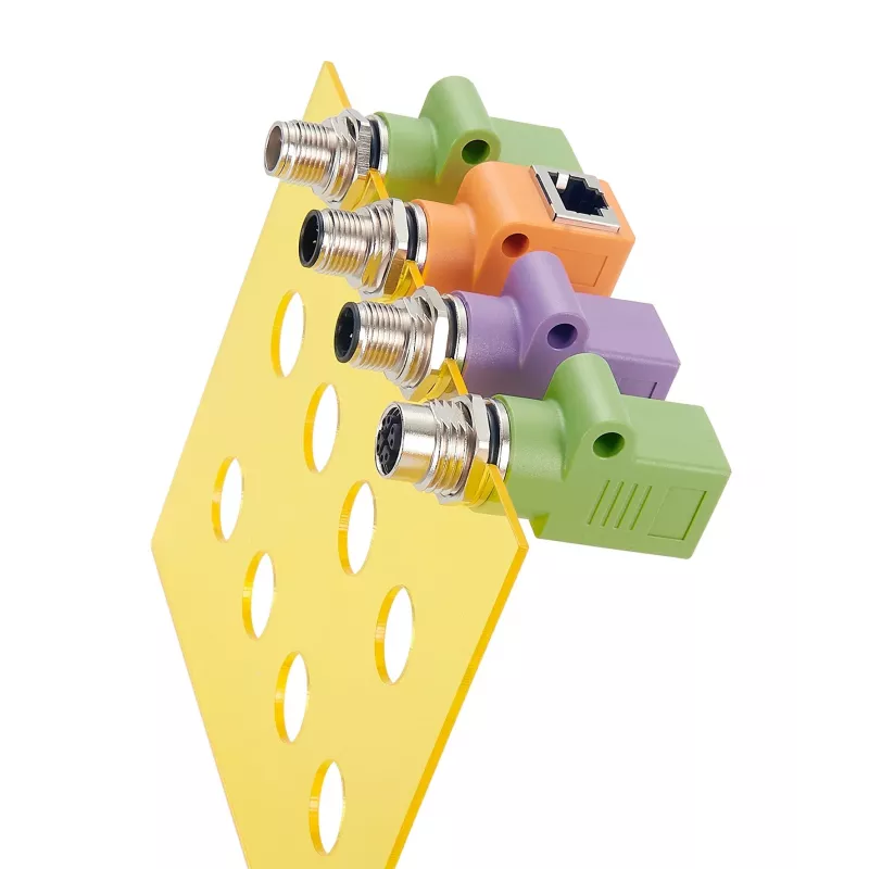 EXSYS EX-49523 M12 D-koodi 4-pin liitin - RJ45 liitin 90° teollisuus-Ethernet-sovitin