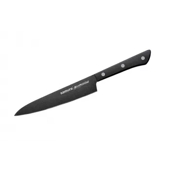 SAMURA Shadow yleisveitsi 150 mm AUS-8 ruostumaton teräs musta