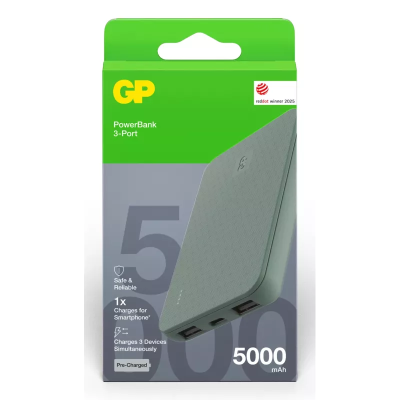 GP PowerBank B+ Series 5000 mAh sammalvihreä (GPPBB05BGYBSR523)