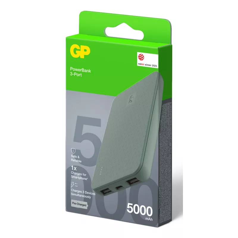 GP PowerBank B+ Series 5000 mAh sammalvihreä (GPPBB05BGYBSR523)