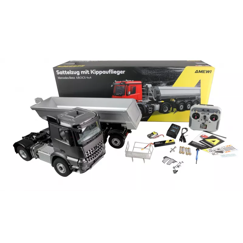 Amewi Mercedes-Benz Arocs puoliperävaunuyhdistelmä 1:14 RTR antrasiitti (22696)