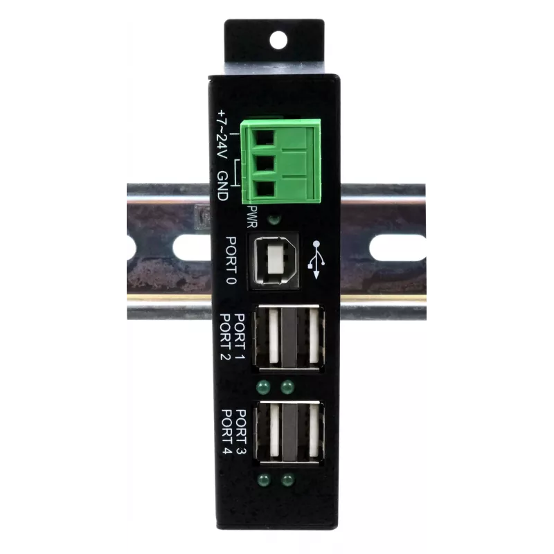 EXSYS EX-1594HMS USB 2.0 4-porttinen teollisuuskeskitin DIN-kiskosarjalla