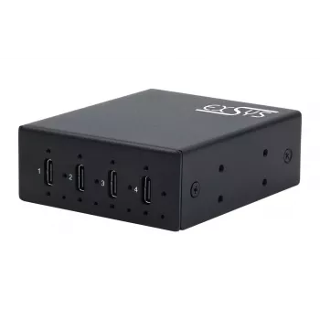 EXSYS EX-12274HMS USB 3.2 Gen 2x1 4-porttinen teollisuusmetallikeskitin, 10Gbps, 15KV ESD, seinä-/DIN-kiskokiinnitys