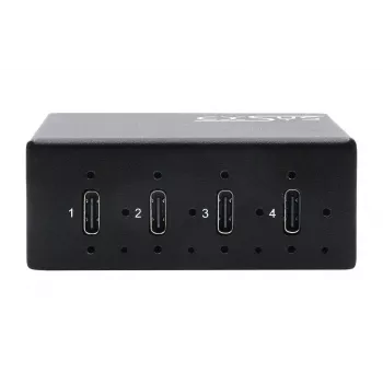 EXSYS EX-12274HMS USB 3.2 Gen 2x1 4-porttinen teollisuusmetallikeskitin, 10Gbps, 15KV ESD, seinä-/DIN-kiskokiinnitys