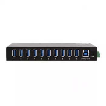 EXSYS EX-11290HMS USB 3.2 Gen 1 10-porttinen keskitin 12V/5A virtalähteellä