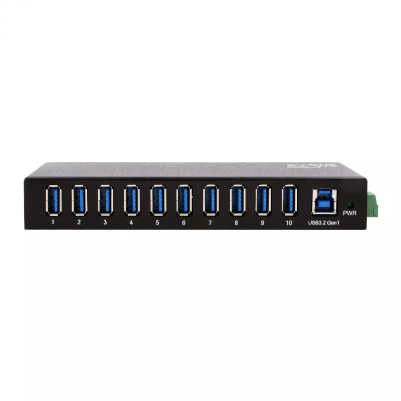 EXSYS EX-11290HMS USB 3.2 Gen 1 10-porttinen keskitin 12V/5A virtalähteellä