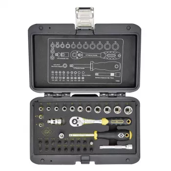 C.K Tools T4660 36-osainen metrinen hylsyavainsarja 1/4 tuuman vääntiöllä, 72-hampainen räikkä ja bitsit