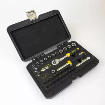 C.K Tools T4660 36-osainen metrinen hylsyavainsarja 1/4 tuuman vääntiöllä, 72-hampainen räikkä ja bitsit