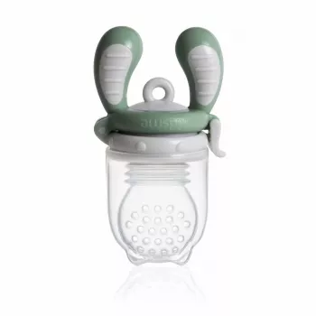 Kidsme Food Feeder Large harmaa - vauvan hedelmä- ja vihannesnibbleri, 6+ kuukautta, silikonipussi, BPA-vapaa