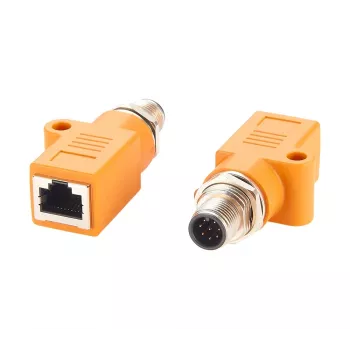 EXSYS M12 A-koodattu 8-napainen pistoke RJ45-liitäntään suojattu adapteri, IP67, Gigabit, PoE EX-49500
