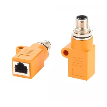 EXSYS M12 A-koodattu 8-napainen pistoke RJ45-liitäntään suojattu adapteri, IP67, Gigabit, PoE EX-49500