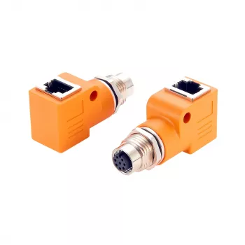 EXSYS M12 A-koodattu 8-napainen liitäntä RJ45-liitäntään 90° adapteri EX-49503