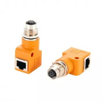 EXSYS M12 A-koodattu 8-napainen liitäntä RJ45-liitäntään 90° adapteri EX-49503