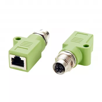 EXSYS M12 X-koodattu 8-napainen naaras RJ45-naaras adapteri, 10Gbps, IP67, nikkelöity messinki EX-49541
