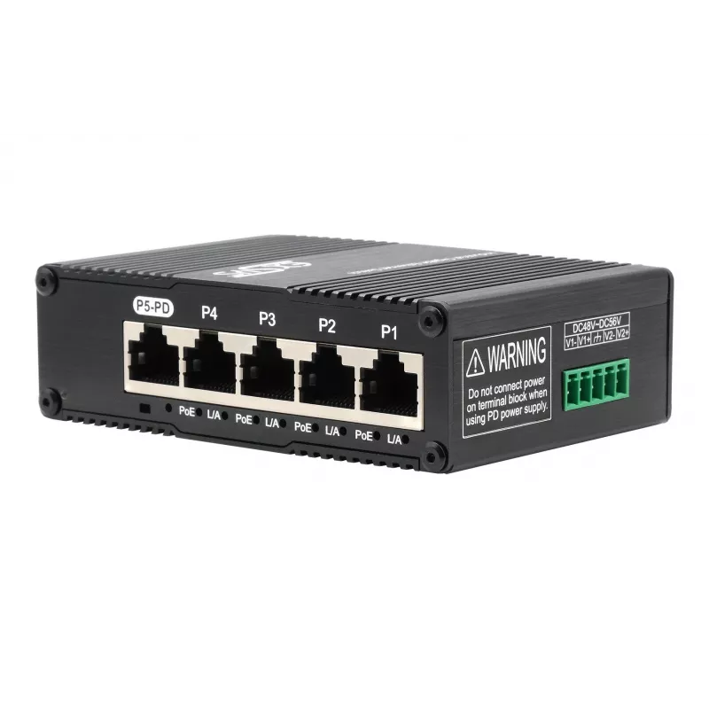 EXSYS Mini 5-porttinen Ethernet PoE Pass-Through -kytkin - 5x10/100/1000Tx (EX-62020POE-P)