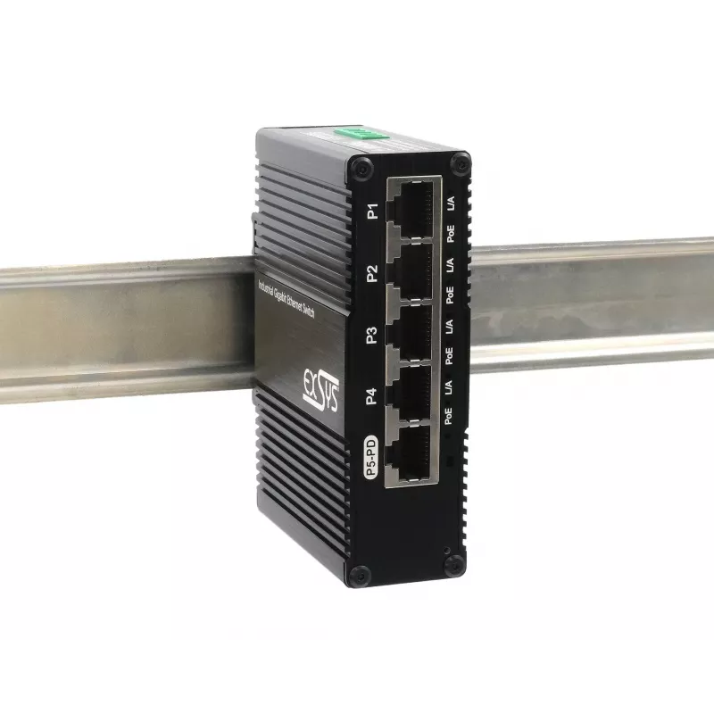 EXSYS Mini 5-porttinen Ethernet PoE Pass-Through -kytkin - 5x10/100/1000Tx (EX-62020POE-P)