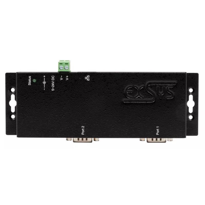 EXSYS EX-6162 Ethernet–2x-RS-232-sarjapalvelin 12V/3A virtalähteellä