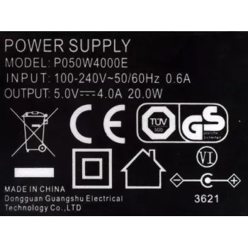 EXSYS 5V 4A 20W AC/DC-virtalähde 5,5 mm DC-ontto pistoke (EX-6982)