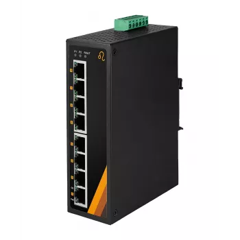 EXSYS EX-6226POE teollinen 8-porttinen Gigabit PoE+ kytkin, 12-36VDC, DIN-kisko