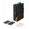 EXSYS EX-6226POE teollinen 8-porttinen Gigabit PoE+ kytkin, 12-36VDC, DIN-kisko