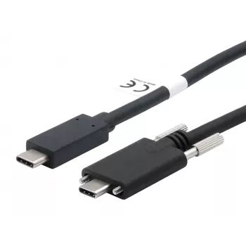 EXSYS USB-C - USB-C 3.2 Gen 2x1 kaapeli varmistusruuveilla, 2 m, musta EX-K1591V-2.0