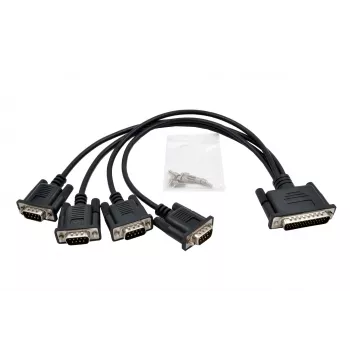 EXSYS EX-OPTC44-9-SM Octopus-kaapeli 4 x 9 pin Serial RS-232 haaroituskaapeli, HD44 uros 4x DB9 uros, 0,6m, musta