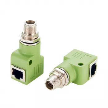 EXSYS M12 X-koodattu 8-napainen uros RJ45 naaras 90° teollisuus Ethernet-adapteri, 10Gbps, IP67, suojattu EX-49542