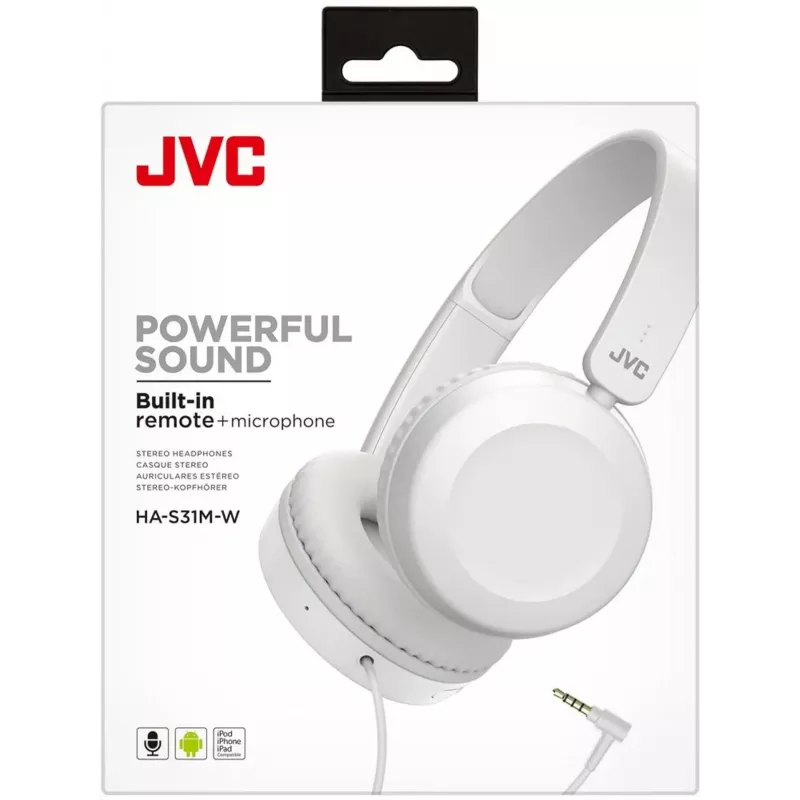 JVC johdolliset in-ear-kuulokkeet mikrofonilla, valkoinen