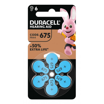 Duracell EasyTab 675 PR44 sinkki-ilma kuulokojeen paristot, 6 kpl:n pakkaus 167346