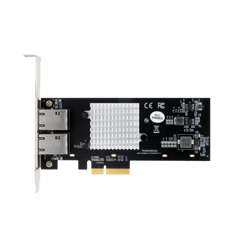 EXSYS Dual 10 Gigabit Ethernet PCIe x4 kortti, Intel X550-AT2, 2x RJ45, Low-Profile EX-60222