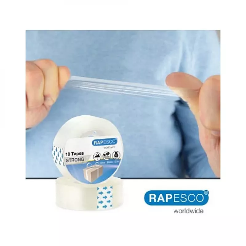Rapesco 1807 läpinäkyvä teippi 19mm x 33m, 10 rullaa