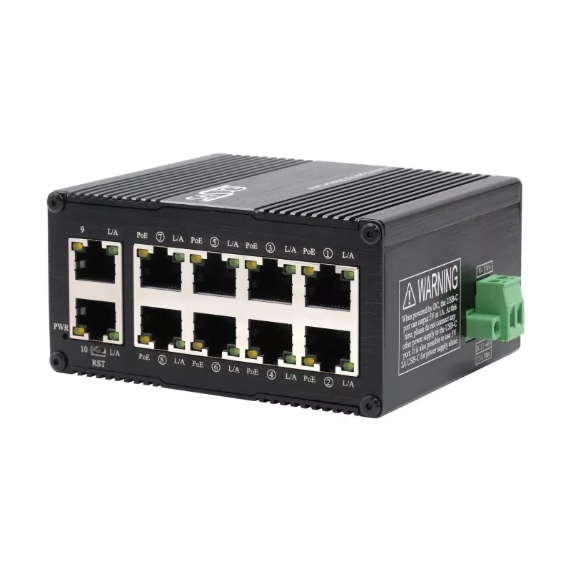 EXSYS Mini 10-porttinen teollisuus Gigabit PoE+ kytkin, web-hallittava (EX-62036MPOE)