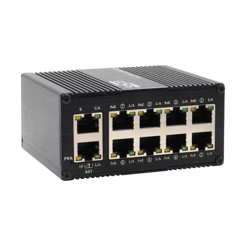 EXSYS Mini 10-porttinen teollisuus Gigabit PoE+ kytkin, web-hallittava (EX-62036MPOE)