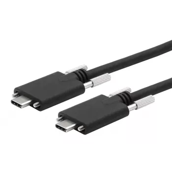 EXSYS USB 3.2 Gen 2x1 Type-C kaapeli lukittuvilla peukaloruuvilla, 1,0m, musta EX-K1592V-1.0
