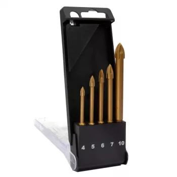 C.K Tools T3059 lasiporanteräsarja, 5 osaa (4-10 mm), volframikarbidikärki, lasille, laatoille, keramiikalle, posliinille, peilille
