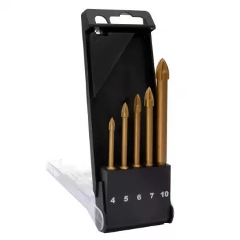C.K Tools T3059 lasiporanteräsarja, 5 osaa (4-10 mm), volframikarbidikärki, lasille, laatoille, keramiikalle, posliinille, peilille