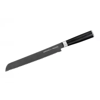 SAMURA Harakiri leipäveitsi 230 mm Stonewash AUS-8 teräs aaltohiottu musta ABS-kahva