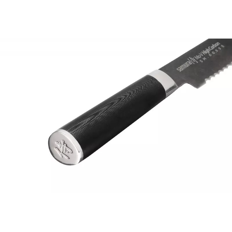 SAMURA Harakiri leipäveitsi 230 mm Stonewash AUS-8 teräs aaltohiottu musta ABS-kahva