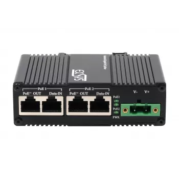 EXSYS 2-portti PoE++ 10 Gigabit injektori 90W, -40°C - +80°C (EX-60350)