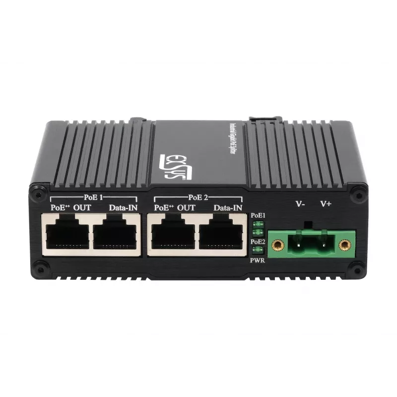 EXSYS 2-portti PoE++ 10 Gigabit injektori 90W, -40°C - +80°C (EX-60350)