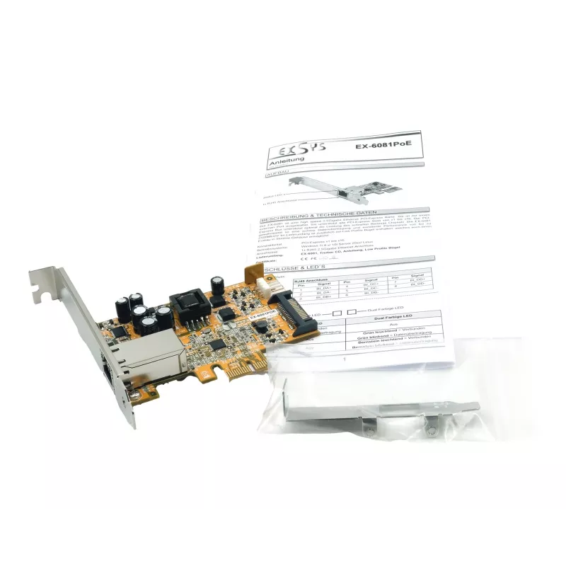 EXSYS EX-6081POE 1-portti PCIe 2,5G PoE+ verkkokortti
