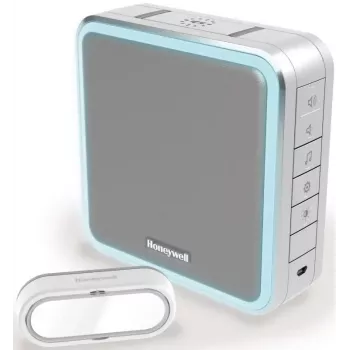 Honeywell DC915SGL langaton ovikello -sarja, 200 m kantama, 90 dB, 8 melodiaa, hopea/harmaa
