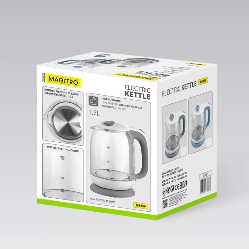 Maestro MR-056 harmaa vedenkeitin 1,7 L 2200 W