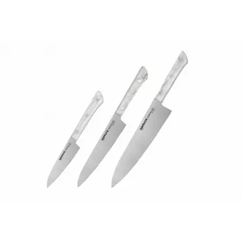 SAMURA Harakiri 3-osainen keittiöveitsisarja akryylitelineellä