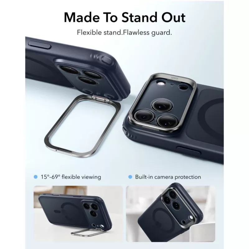 ESR Classic Hybrid Kickstand MagSafe -kuori iPhone 17 Pro / 18 Pro – Frosted Blue