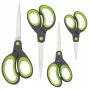 Rapesco Soft Grip saksisarja, 4 osaa, ruostumattomat terät, ergonomiset kahvat, 21 cm/17 cm/13 cm/9 cm, musta/harmaa 1576