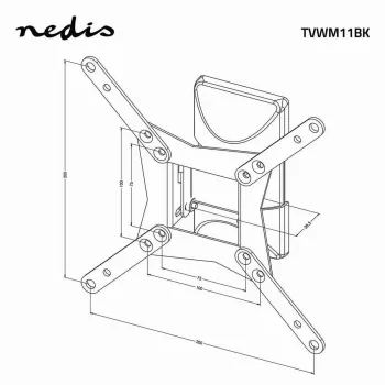 Nedis täysin liikkuva TV-seinäteline 32-65 tuuman näytöille, 35 kg, VESA 400x400 asti, musta