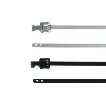 HellermannTyton MLT16SSC5 uudelleenkäytettävä ruostumaton nippuside polyesteripinnoitteella, musta, 400 mm x 12,7 mm, 100 kpl:n pakkaus 111-91161