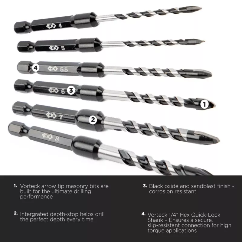 C.K Tools T3115 070 betonipora 7 mm x 105 mm 1/4 tuuman kuusikantavarrella